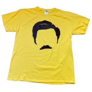 Parks and Rec Ron Swanson Mustache Face Silhouette Tee Large Licensed OG 2011